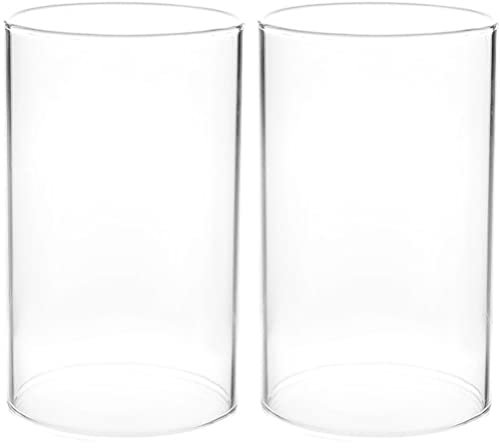 Kichvoe 2 Stück Glaskerzenhalter Transparent Zylinder Kerzenlampenschirm Windschutz Kerzenabdeckung Für Romantische Tischdekoration 2.4 X 3.9 Zoll