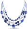 FULU AUTUMN Perlen Statement Kette Damen Silber Mehrreihig Perlenkette Chunky Bunt Modeschmuck Valentinstagsgeschenk für Sie(Sapphire)