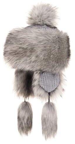 Futrzane Classic Mütze mit Ohrenklappen - Fliegermütze Damen - Russische Hut (L, Silber Classic)