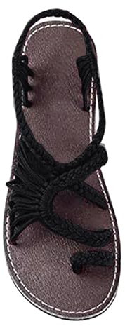 SRTUMEY Sandalias Botas Sandalias planas de cuerda para mujer, zapatillas para mujer, chanclas con punta abierta, zapatos de mujer con correas Sandalias Cuña