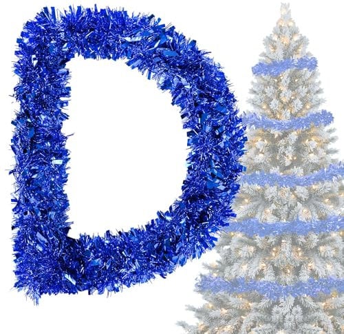 Albero di Natale Tinsel Blu 4x 3M Ghirlanda di Natale - Ghirlanda di Natale Tinsel Lucida Ø 9 cm, ghirlanda per albero di Natale Decorazioni per albero di Natale Blu Deco per albero di Natale Deco
