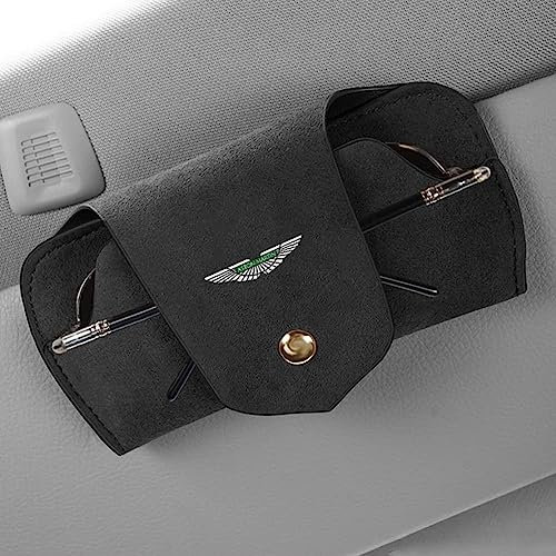 For Aston Martin V8 V12 Vantage DBS DBX DB11 DB9 Car Sun Visor Glasses Holder Organizer Glasses box Storage box Emblem Sunglasses Organizer Accessories,Black