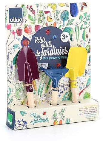 Vilac Set De 3 Petits Outils de Jardinier - Multicolore- Dès 3 Ans