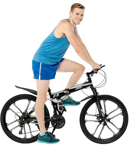TAPMING MTB Dirt Bike 26 Zoll 21-Gang faltbares Mountainbike mechanische Scheibenbremse Mountainbike Fahrrad für Jungen Mädchen Damen und Herren