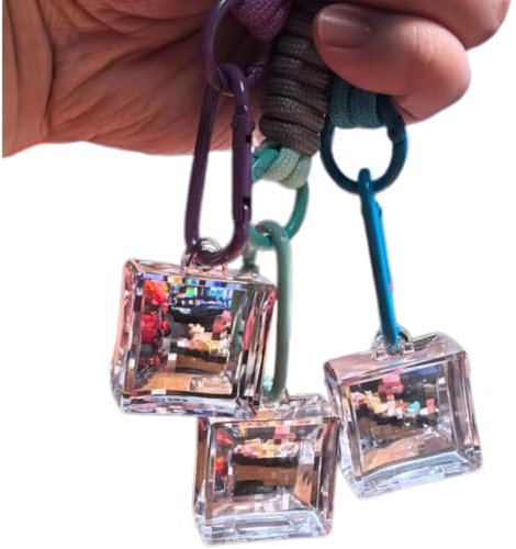 Piegricdiat Pixel-Schlüsselanhänger mit stilisiertem Objektiv, Pixelfenster, Pixel, Spiegel, Pixel, Filter, Miner, Welt, Schlüsselanhänger, Pixel-Spiel, Party, Geschenk, geeignet für Rucksack,