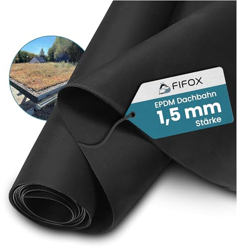 FIFOX - Langlebige EPDM Dachfolie für Carports und Gartenhäuser - Stärke 1,5 mm - 4,57 m x 6 m/EPDM Folie schwarz zur Dachabdichtung/Dachfolie wasserdicht