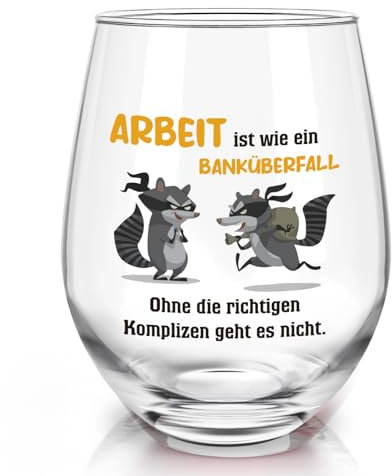 Joymaking Weinglas Kollegen Geschenk - Arbeit ist wie ein Banküberfall, Wichtelgeschenke für Kollegen, Danke Geschenk Mitarbeiter, Lustig Abschiedsgeschenk Kollegen, Kleine Geschenke Kollegen 17oz