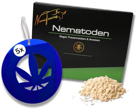NemaTaurus® SF-Nematoden 1-6 Mio + 5 Blaustecker, effektive Lösung gegen Thripse, Trauermücken, Schädlinge an Zimmerpflanzen, Balkonpflanzen, im Gewächshaus
