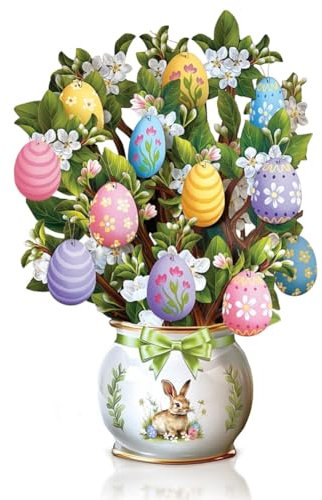 Ggnaxivs Popup-Karten Aus Papier, Ostereierbaum, Lebensgroßer Blumenstrauß für Immer, 3D-Popup-Grußkarten mit Leerer Notizkarte, Langlebig, Einfach zu Verwenden