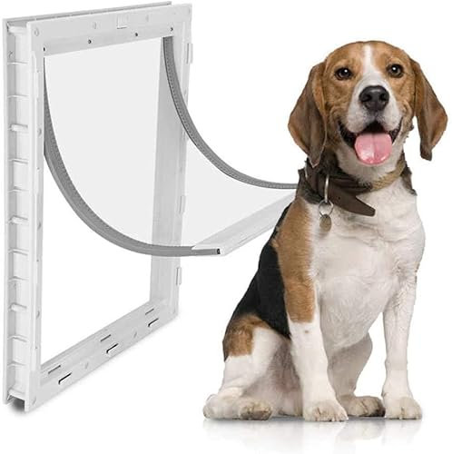 BESTXH Blanca,XL, Puerta para Perros Grandes con Solapa MagnéTica Suave, Puerta para Perros Y Mascotas Grandes, Puerta para Perros De PVC De Primera Calidad, Uso En Interiores Y Exteriores