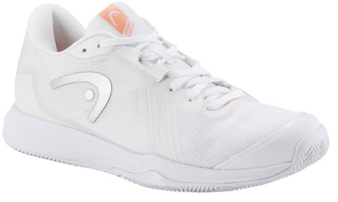 HEAD Women's Sprint Team 4.0 Clay Women's Tennis Shoes, White/Coral, EU 42