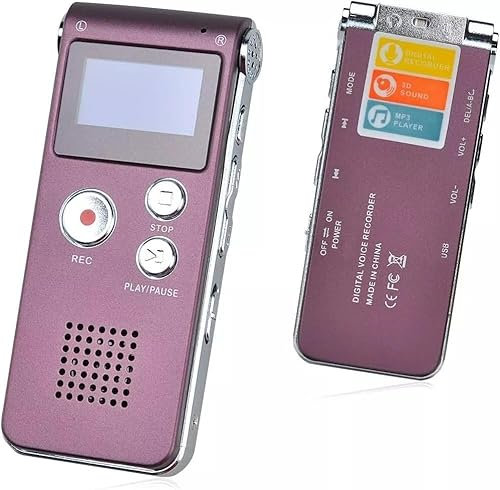 Rigwig Digital Voice Recorder 3072kbps HD Voice Activated Recorder with Playback, 7-Levels Intelligent Noise Reduction Dictaphone Voice Recorder 30H Battery Time Audio Recorder (8GB） (Cherry Red)