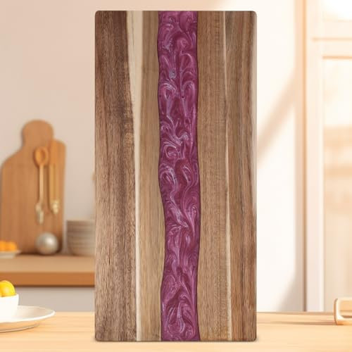 gzcmxh Schneidebrett aus Harz, handgefertigt, Charcuterie-Brett mit Wellenmuster für Küche, Käse, Fleisch, Gemüse, Steak (Rosa fluss)