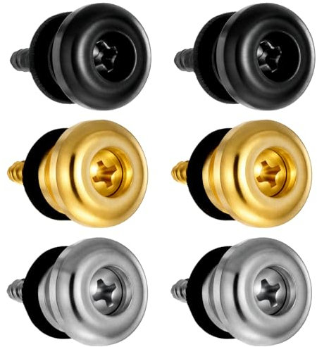 Gitarrengurt Halteknopf Knöpfe Schloss mit Befestigungsschrauben Gurtschlösser Metall Endknopf Zubehör Endpin Metallende Gitarrengurtknopf für Akustik Gitarre Ukulele Bass, 6 Pack