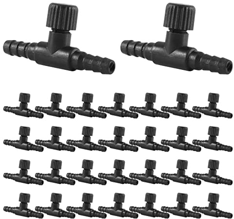 Bortivier 30 Pieces 2-Port Fish Tank Valve Plastic Air Pump Control Valve Aquarium T-Shaped Control Valve