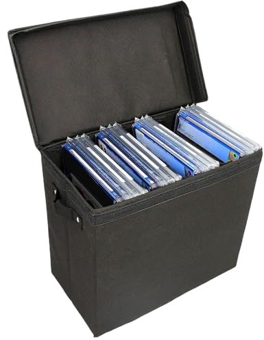 Comic Book Storage | Comic Book Case with Internal Triple Dividers | Stackable Document Organizer Bin with Carrying Handle for Albums Pictures Photos Toys Frames