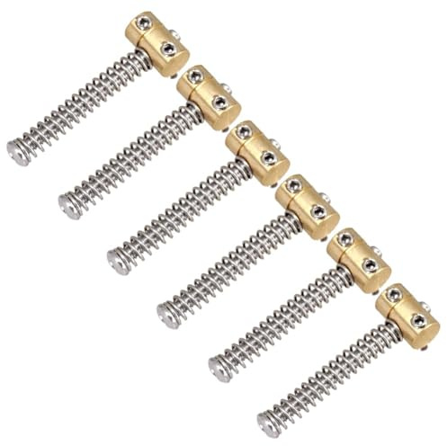 Jooehyer 6Pcs Guitar Compensated Bridge Brass Saddles Set Guitar Replacement Parts Accessories