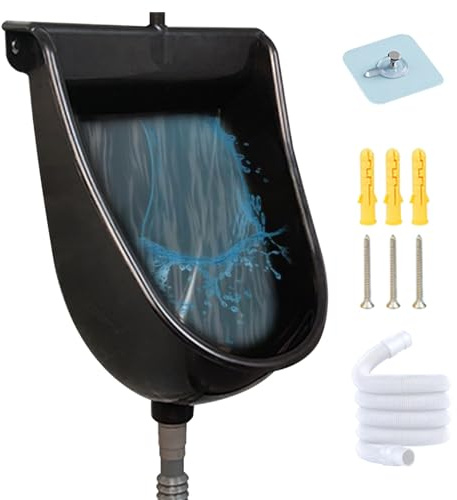 Waterless Urinals for Men 12.6x9.5x18.5 Inch Splashproof Wall Mount Outdoor Urinal with 59 Inch Hose, Heavy Duty Anti-Clogging PP Urinal for Garage, Backyard or Farm