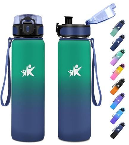 JAPORIA Trinkflasche Edelstahl 1L, Thermosflasche, BPA-Frei Isolierflasche, Auslaufsicher, Wasserflasche für Schule, Sport, Fitness, Outdoor, Camping