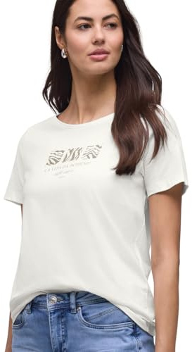 Damen Basic T-Shirt mit Rundhals und Print