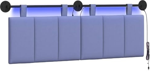 vidaXL Hängendes Kopfteil Mit LED Licht Jeans blau Stoff, Schlafzimmer, Rechteckig, Modern, Wandmontage, Anpassbares Kopfteil, Ergonomisch, Platzsparend, Akzentpaneel