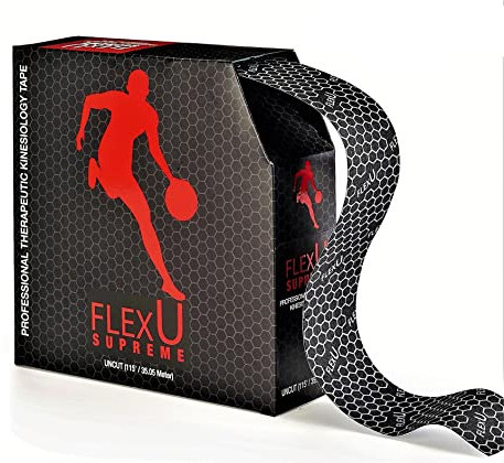 FLEXU Kinesiologie-Tape; 140 vorgeschnittene I-förmige Streifen; 5X25 cm. medizinisches Klebeband; Lindert Schmerzen, reduziert Schwellungen und sorgt für eine schnellere Genesung (Schwarz)