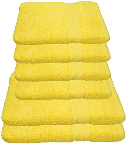 Julie Julsen 6 TLG Handtuchset 2 Badetücher 4 Handtüche Reine Baumwolle über 30 Farben Gelb