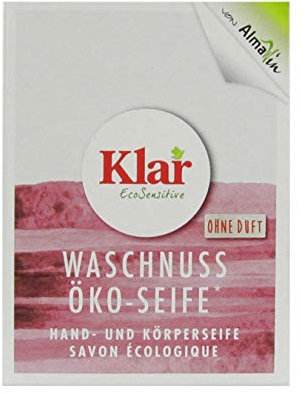 Klar eco Sensitive Öko - Seife Waschnuss 6x100 g, Seifenstück parfümfrei, Vegan, Feste Seife zur milden Reinigung