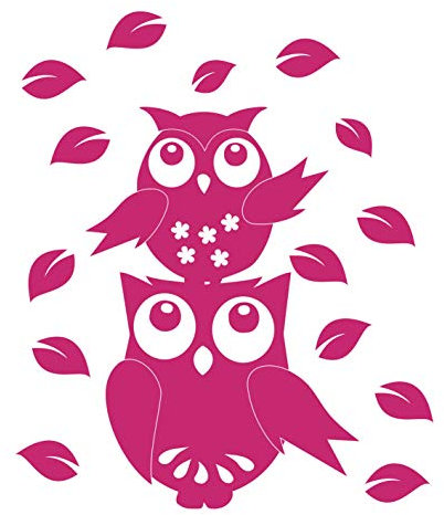 kleb-Drauf | 1 Eulenpaar | Pink - matt | Wandtattoo Wandaufkleber Wandsticker Aufkleber Sticker | Wohnzimmer Schlafzimmer Kinderzimmer Küche Bad | Deko Wände Glas Fenster Tür Fliese