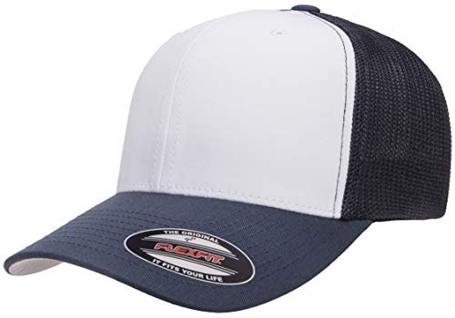 Flexfit Malla de Camionero con Paneles Frontales Tapa, Azul Marino/Blanco/Azul Marino, Taille Unique Unisex Adulto