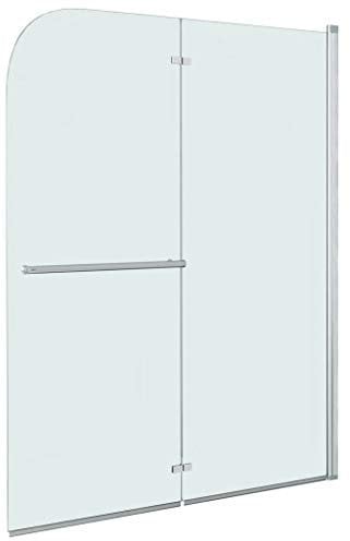vidaXL Duschkabine 2 Paneele Duschwand Faltwand Duschabtrennung Badewannenfaltwand Badewannenaufsatz Badewanne ESG 6 mm Sicherheitsglas 95x140 cm Faltbar