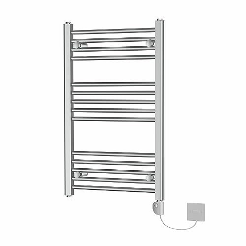 NRG Straight Electric Heated Thermostatic Towel Rail Chrome 800x500mm 150W