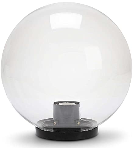 Velamp Lampione da esterno, 250mm, Attacco E27, Compatibile LED, Impermeabile IP44, per Giardini, Parchi, Condomini, Terrazzi, Trasparente
