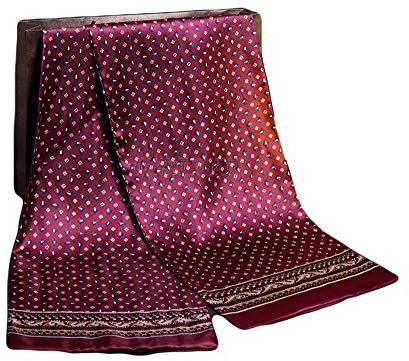 UK_Stone Klassisch Seidenschal Paisley Block Quadrat Halstuch Herren Schal Rot Diamant