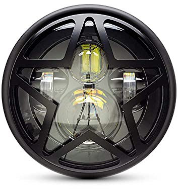 Alchemy Parts Motorcycle Headlight LED 7.7 Star Design Grill Retro Cafe Racer Streetfighter Chopper
