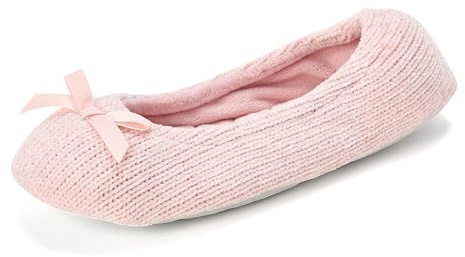 Dearfoams womens Layla Ballerina With Suede Outsole Slipper, Dusty Pink, X-Large US