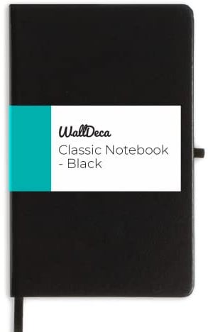 WallDeca Taccuino Tascabile a Righe (21 x 13 cm) – Quadernino con Copertina Rigida e 240 Pagine – Carta Avorio da 80 GSM – Taccuino Piccolo Ideale per Scuola, Lavoro, Bullet Journal e Appunti (Nero)