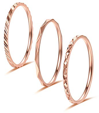 KAZITSAN Lot de 3 bagues de 1 mm en acier inoxydable pour homme et femme - Bague de mariage unie - Argenté/or rose - Ajustement confortable, 10, Anneaux en acier inoxydable, Aucune pierre précieuse