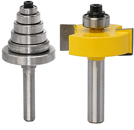 with 6 Adjustable Bearing Rabbeting Bit,1/2 Shank Rabbet Router Bit Set.