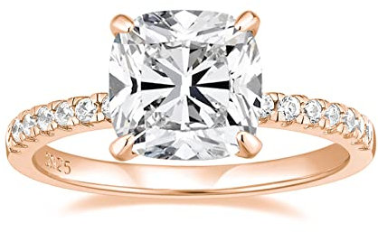 EAMTI 3,5 Karat 925 Sterling Silber Ringe Kissenschliff Zirkonia Verlobungsringe Eheringe für Frauen Versprechen Ringe für sie Größe 3-11, Metall, Zirkonia, Metall, Zirkonia