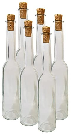 Stylish Glass Bottle With Cork - DIAH Vinegar, Oil, Liqueur, Schnapps, Juice Bottles for Filling Yourself (6 x 200ml)
