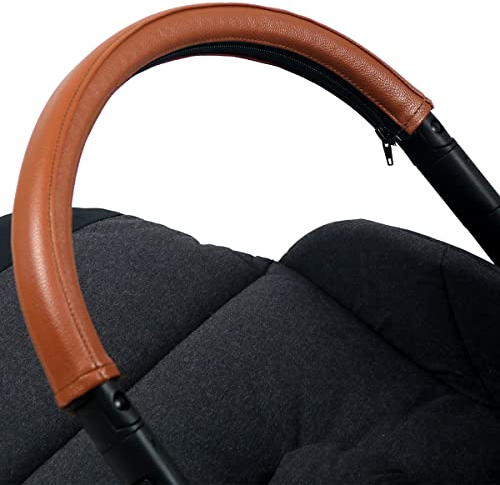 gogolotom PU-Leder-Griffabdeckung, kompatibel mit Cybex Melio Carbon Kinderwagen, Kinderwagen-Stoßstange, Armlehnenabdeckung, Kinderwagen-Zubehör (für Baby-Stoßstange, braun)