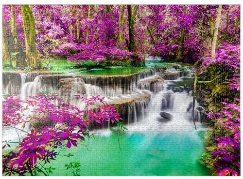 MyPuzzle Huay Mae Khamin Waterfall Thailand - Premium 1000 Piece Jigsaw Puzzle for Adults