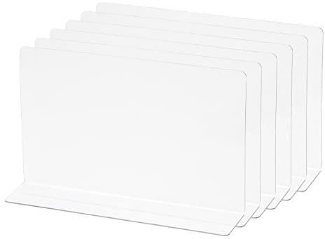 sourcing map L Type Shelf Dividers, PVC Clear Closet Shelf Separator Organizer Clapboard for Kitchen Cabinet Bookcase Office Supermarket 20 x 4 x 12cm Pack of 6