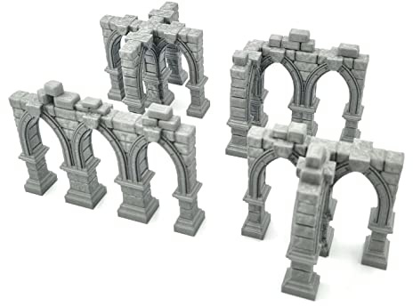 QP3D - Battle Ruined Building Pillars Wall, Terrain Scenery for Tabletop & RPG 28-32mm Miniatures Wargame Props DnD D&D, 3D Printed and Paintable