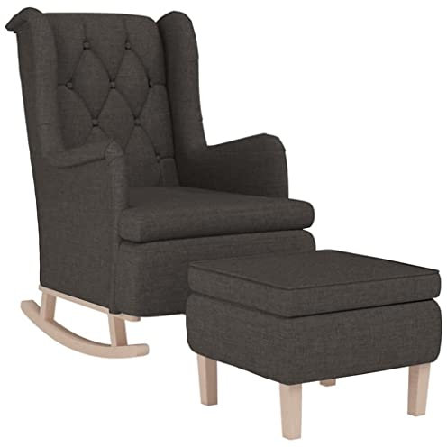vidaXL Schaukelsessel mit Hocker Schaukelstuhl Schwingstuhl Relaxsessel Sessel Schwingsessel Relaxstuhl Polstersessel Wohnzimmer Dunkelgrau Stoff