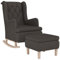 vidaXL Schaukelsessel mit Hocker Schaukelstuhl Schwingstuhl Relaxsessel Sessel Schwingsessel Relaxstuhl Polstersessel Wohnzimmer Dunkelgrau Stoff