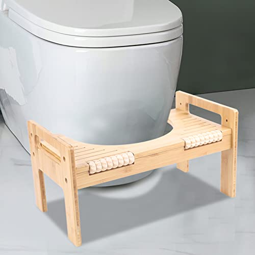 WOQLIBE Toilettenhocker Holz klohocker Erwachsene toilettenhocker aus Bambus WC Hocker Holz Massagedesign Hämorrhoiden Verstopfung Blähungen