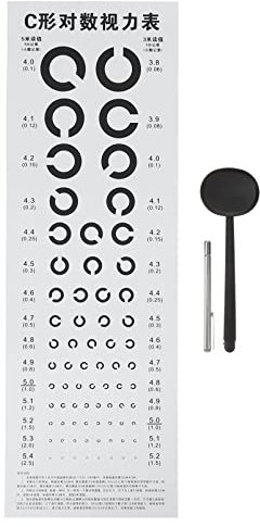 ULTECHNOVO 2 Sätze Prüfung Typ Professionelle Hand Hängende Tabelle Snellen Test Krankenhaus Wand Okkluder Standard Auge Kinder für Visuelle Poster C-Typ Schulprüfungen nach Hause Zeiger
