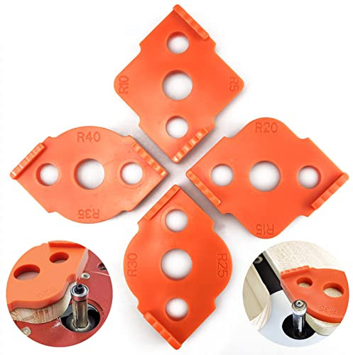 Raggio Jig Router Templates 4pcs Sagoma per Angoli Arrotondati Radius Quick Jig for Woodworking High Hardness ABS Angoli Arrotondati Bit R5 R10 R15 R20 R25 R30 R35 R40 (Arancione)